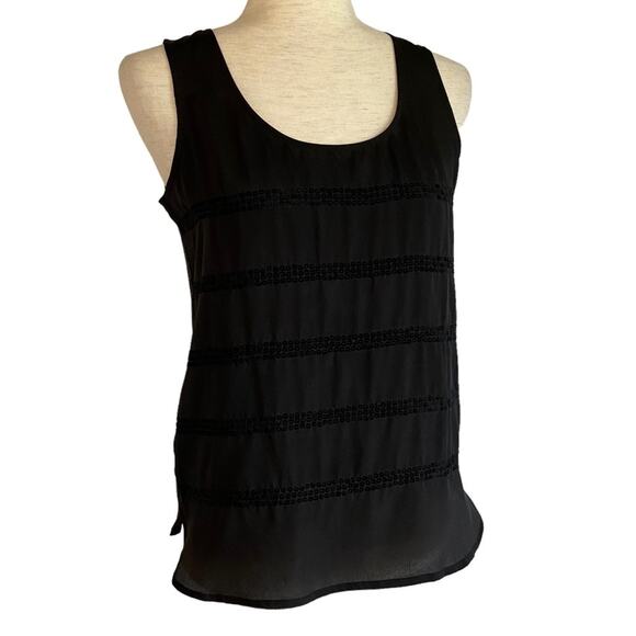 LOFT Sequin Sleeveless Blouse Black Size XS Petite Business Casual Shabby Chic - Picture 2 of 8